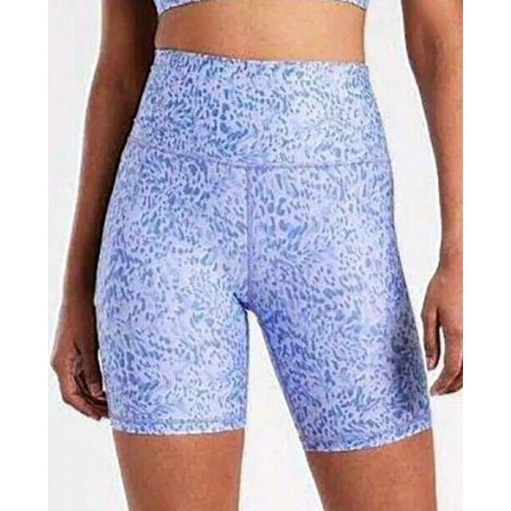 ATHLETA Elation Printed Biker Short Liquid Petals Periwinkle‎ Purple 2XS NWT